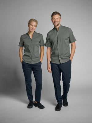 Hemd Kurzarm Lani Regular Fit; Kleidergröße 43/44; ciemny szary
