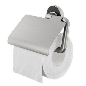 uchwyt na rolkę papieru toaletowego Cooper z pokrywą ze szczotkowanej stali nierdzewnej / czarny; 4.1x12.3x4.1 cm (DxWxG); srebro/czarny