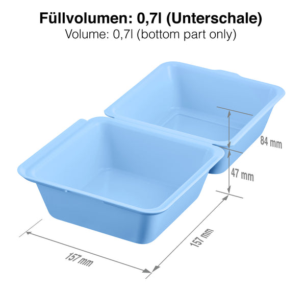 pojemnik do hamburgerów do wielkokrotnego użytku Yari; 700ml, 15.7x15.7x8.4 cm (DxSxW); niebieski; kwadrat; 25 sztuka / opakowanie