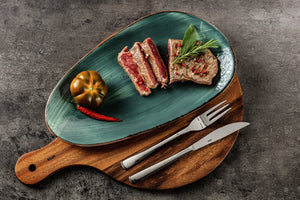 półmisek Nebro organiczny; 33x19x3.5 cm (DxSxW); niebieski; 3 sztuka / opakowanie