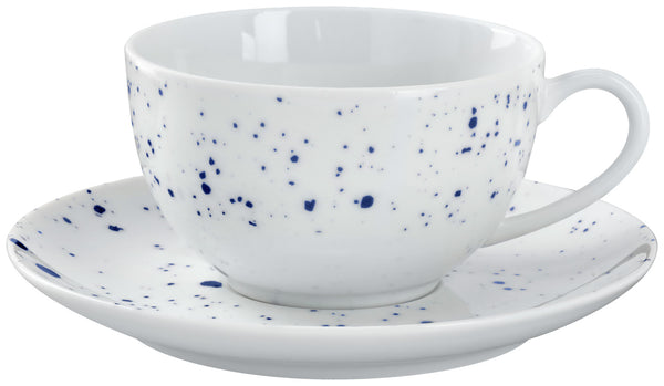 spodek do filiżanki do kawy Mixor z kropkami; 15 cm (Ø); biały/niebieski; okrągły; 6 sztuka / opakowanie