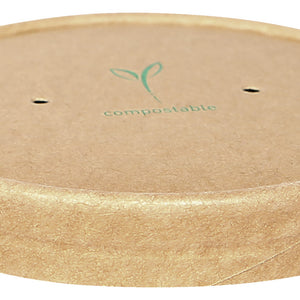 pokrywa Nature z papieru kraft do kubka na zupę; 9.7 cm (Ø); brązowy; 25 sztuka / opakowanie