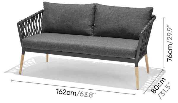 sofa 2-osobowa Asola; 162x80x76 cm (SxGxW); antracyt