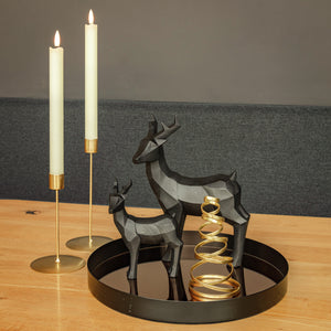 zestaw stożkowych świeczników Aveni 4-częściowy ze świecami LED ; 24 cm (W); złoto/biel kremowa