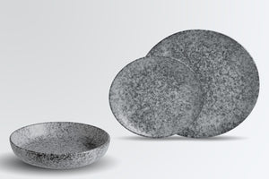 talerz płaski Mamoro organiczny; 25.5x23x2.5 cm (DxSxW); czarny/biały; organiczny; 6 sztuka / opakowanie