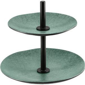 etażerka Tuska 2-poziomowa; 26x24.8 cm (ØxW); zielony/szary/czarny; okrągły