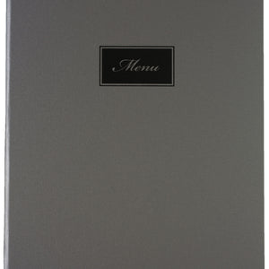 karta dań Oscar z grawerem MENU A4 wysoka; Größe DIN A4, 24.8x33.1 cm (SxW); szary; 8 Seiten