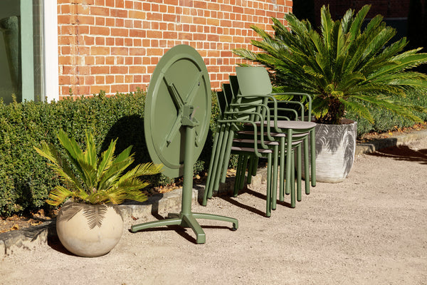 Outdoor-Aluminium-Tisch Taipa rund; 80x72 cm (ØxW); Platte oliwka