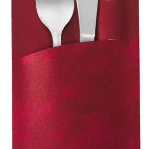 torebki na serwetki/sztućce; 8.5x19 cm (SxD); bordo/biel kremowa; 100 sztuka / opakowanie