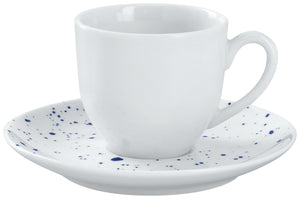 spodek do filiżanki do espresso Mixor z kropkami; 12 cm (Ø); biały/niebieski; okrągły; 6 sztuka / opakowanie