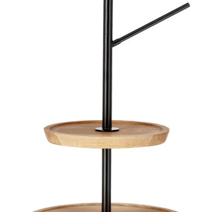 etażerka Cornu ze stojakiem na precle bez nóżek; 34.8x78.4 cm (ØxW); dąb/czarny; okrągły