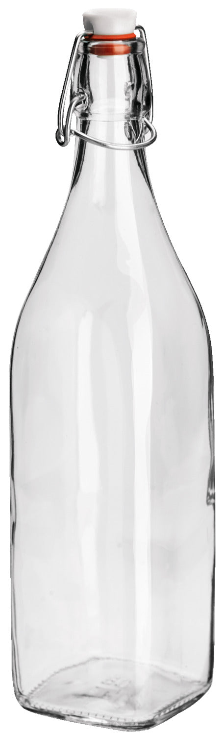 butelka z zamknięciem pałąkowym Swing; 1100ml, 7.5x7.5x32 cm (DxSxW); transparentny; kwadrat; 6 sztuka / opakowanie
