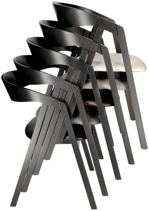 Stapelstuhl Calma Stoff Buchenholz schwarz lackiert; 54x53x79 cm (SxGxW); siedzisko szary