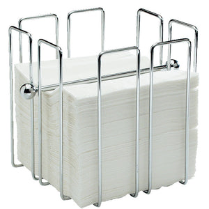 stojak na serwetki Rendere prostokątny; 19x19x19 cm (DxSxW); srebro; kwadrat