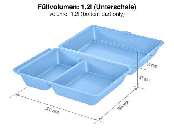 lunch box do wielokrotnego użytku Yari duża; 1200ml, 20.3x25.2x8.4 cm (DxSxW); niebieski; prostokątny; 25 sztuka / opakowanie