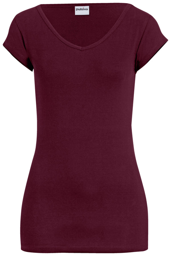 t-shirt damski Double-V (opak. 2 szt.); Kleidergröße S; bordo; 2 sztuka / opakowanie