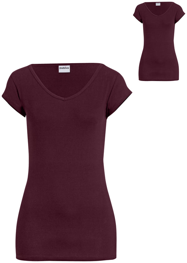 t-shirt damski Double-V (opak. 2 szt.); Kleidergröße S; bordo; 2 sztuka / opakowanie