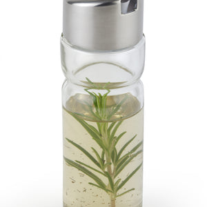 szklany pojemnik na ocet/olej; 4.5x16 cm (ØxW); srebro/transparentny