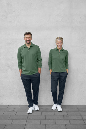 Poloshirt Herren Langarm Malme Regular Fit; Kleidergröße S; oliwka