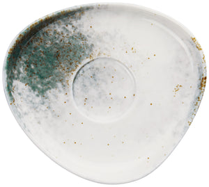spodek do filiżanki do espresso Purior; 12.5x11x2.1 cm (DxSxW); biały/niebieski petrol; owalny; 6 sztuka / opakowanie