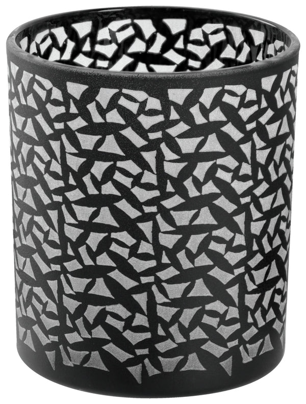 świecznik na tealight Runi; 8.8x10 cm (ØxW); czarny/biały