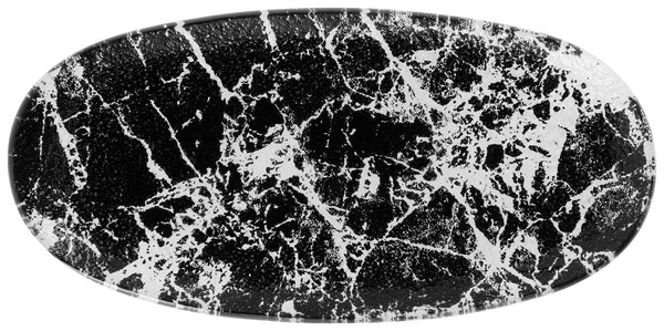 Glasplatte Marmaro oval; 24x12 cm (DxS); czarny/biały; owalny; 6 sztuka / opakowanie