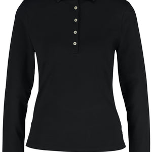 Poloshirt Damen Langarm Malme Regular Fit; Kleidergröße 2XL; czarny
