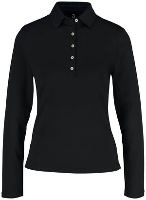 Poloshirt Damen Langarm Malme Regular Fit; Kleidergröße 2XL; czarny
