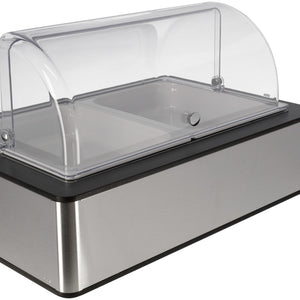 witrynka chłodząca Fundale antracyt 6,5 cm melamina biała 2 x 1/2; Größe GN 1/1, 63x42.5x27.4 cm (DxSxW); antracyt/transparentny/biały; prostokątny