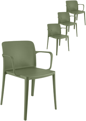 krzesło plastikowe Rigg z podłokietnikami; 57x55x78 cm (SxGxW); zielony; 4 sztuka / opakowanie