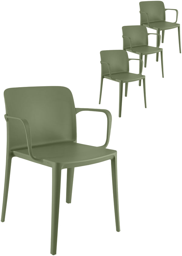 krzesło plastikowe Rigg z podłokietnikami; 57x55x78 cm (SxGxW); zielony; 4 sztuka / opakowanie