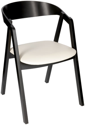 Stapelstuhl Calma Kunstleder Buchenholz schwarz lackiert; 54x53x79 cm (SxGxW); siedzisko biały