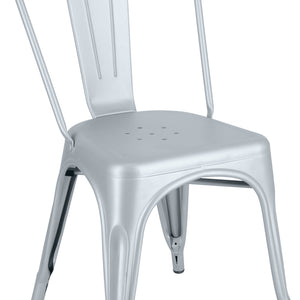 krzesło bistro Ferano industrialne; 45x51.5x85.5 cm (SxGxW); srebro; 2 sztuka / opakowanie