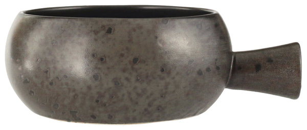 miska Ironstone z uchwytem; 600ml, 14x6.25 cm (ØxW); ciemny brąz/czarny; okrągły; 6 sztuka / opakowanie