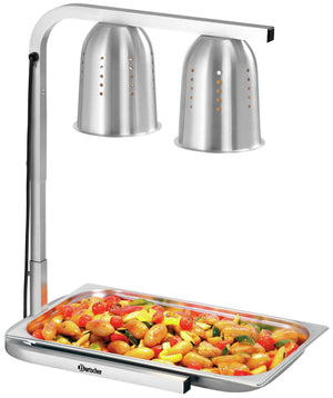 mostek grzewczy na podczerwień 1/1 GN z 2 lampami grzewczymi; 55 cm (W); srebro