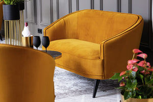 sofa 2-osobowa Garbo; 150x75x84 cm (SxGxW); siedzisko złoto, stelaż czarny