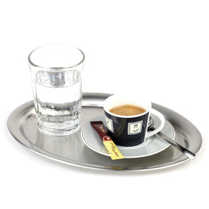 taca do serwowania Kaffeehaus matowa; 26.5x19.5x1.5 cm (DxSxW); srebro; owalny