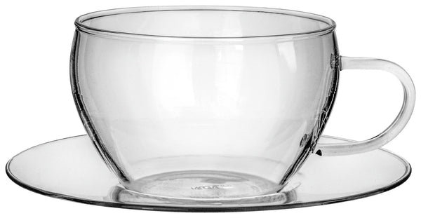 szklanka i spodek do szklanki do kawy Nini; 290ml, 8.8x6.1 cm (ØxW); transparentny; 6 sztuka / opakowanie