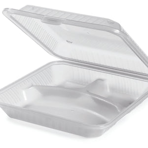 pojemnik Eco-Takeout® Eco-Takeout® 3 przegródki; 23x23x7 cm (DxSxW); transparentny; kwadrat; 12 sztuka / opakowanie