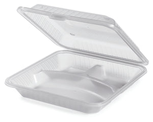 pojemnik Eco-Takeout® Eco-Takeout® 3 przegródki; 23x23x7 cm (DxSxW); transparentny; kwadrat; 12 sztuka / opakowanie