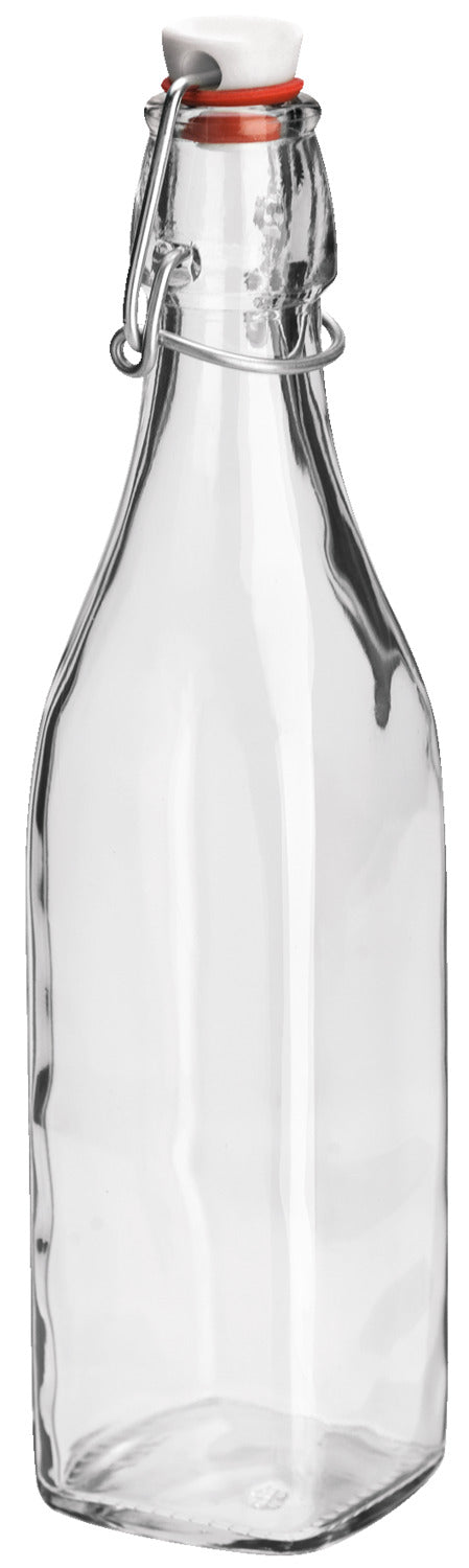 butelka z zamknięciem pałąkowym Swing; 550ml, 6x6x26.5 cm (DxSxW); transparentny; kwadrat; 12 sztuka / opakowanie