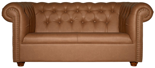 sofa 2-osobowa Chesterfield z nogami; 167x97x72.5 cm (SxGxW); siedzisko koniak, stelaż brązowy