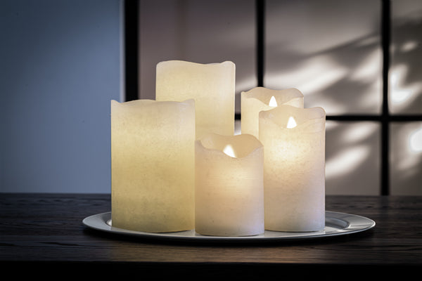 zestaw świec LED Gardi 3-cz.; 7.6x15 cm (ØxW); biel kremowa; okrągły