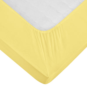 prześcieradło z gumką Jersey; 90-100x190-200 cm (SxD); żółty; 2 sztuka / opakowanie