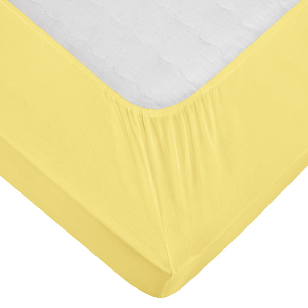 prześcieradło z gumką Jersey; 90-100x190-200 cm (SxD); żółty; 2 sztuka / opakowanie