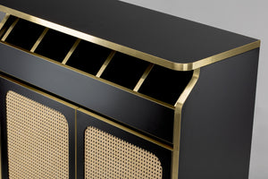 Besteckschrank Ravena schwarz; 100x40x105 cm (SxGxW); naturalny/czarny/złoto; stelaż naturalny/czarny/złoto