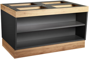 stół bufetowy Valinta element wyspowy duży; 140x81x93.2 cm (SxWxG); antracyt/dąb; prostokątny