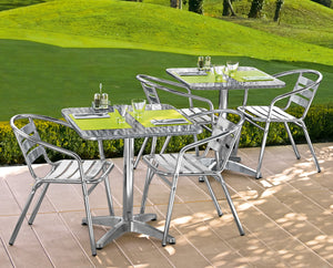 krzesło aluminiowe Limona z podłokietnikami; 53x57x73 cm (SxGxW); siedzisko srebro, stelaż srebro; 4 sztuka / opakowanie