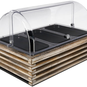 witrynka chłodząca Natchez 10 cm melamina czarna 3 x 1/3; Größe GN 1/1, 57.5x37x27.7 cm (DxSxW); biały vintage/transparentny/biały; prostokątny