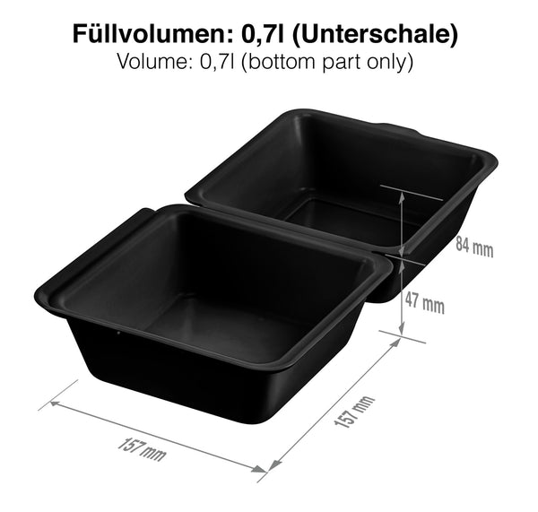 pojemnik do hamburgerów do wielkokrotnego użytku Yari; 700ml, 15.7x15.7x8.4 cm (DxSxW); czarny; kwadrat; 25 sztuka / opakowanie